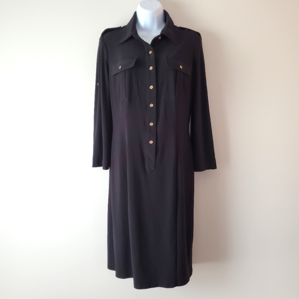 Midi Black Button Down Dress